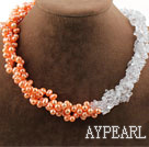 Assorted Multi Strands Pink Freshwater Pearl and Clear Crystal Necklace