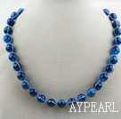 Fashion Style Round 10mm Blue Agate Beaded Woven Drawstring Necklace