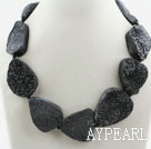 Big Style Irregular Shape Crystallized Black Agate Necklace ( The stone may not be completed)