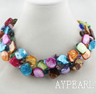 Assorted Multi Color Shell and Crystal Woven Choker Necklace