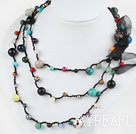 Long Style Assorted Multi Color Stone Thread Necklace ( can also be bracelet )
