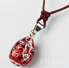 Fashion and Simple Style Red Wishbox Pendant Necklace with Brown Thread