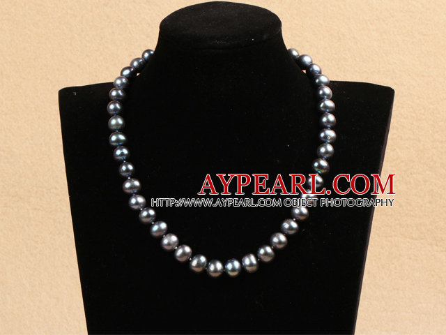 Best Mother Gift Graceful 10-11mm Natural Deep Gray Pearl Party Necklace