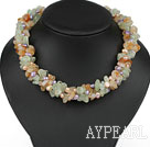 Wholesale Multi Strands Violet Pearl and Citrine and Prehnite Necklace