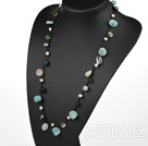 Wholesale Green Series White Freshwater Pearl and Amazon Stone and Crystal Necklace
