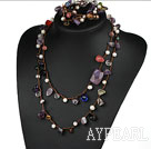 Assorted Pearl and Amethyst and Multi Crystal Necklace ( One Short and One Long )
