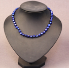 Simple Trendy Style Natural Deep Blue Potato Pearl Necklace