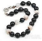 Single Strand Round Crystalloid Agate Beaded Knotted Necklace
