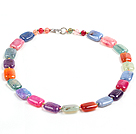 Beautiful Fashion Multi Color Rectangular Fire Agate Chunky Necklace