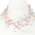 Fancy Style Multi Strands Natural Purple Freshwater Pearl Bridal Necklace