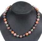Simple Pretty Multi Color Faceted Round Seashell Beads Choker Necklace