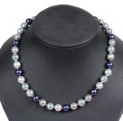 Simple Multi Color Faceted Round Seashell Beads Choker Necklace
