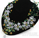 Wholesale Elegant Style Assorted Multi Color Crystal and Cats Eye Flower Necklace