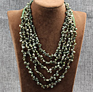 Elegant Five Layer Natural Green Rebirth Pearl Crystal Party Necklace