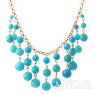 New Design Lake Blue Candy Jade Tassel Necklace with Metal Chain