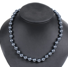 Simple Pretty Black Round Seashell Beads Choker Necklace With Rhinestone Clasp