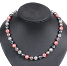 Simple Pretty Multi Color Round Seashell Beads Choker Necklace With Moonlight Clasp