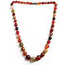 Tourmaline Color Burst Pattern Agate Graduated Beaded Necklace with Magnetic Clasp