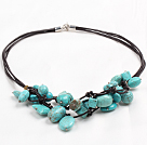Chic Style Irregular Shape Turquoise Leather Necklace