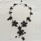 Wholesale Beautiful Black Agate Flower Party Necklace