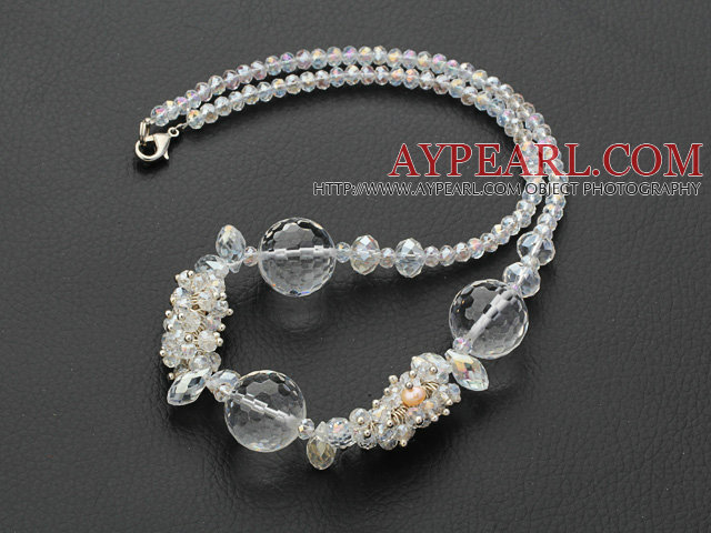 Assorted White Series Clear Crystal Necklace with Lobster Clasp