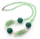 Assorted Green Series Green Crystal and Aventurine Necklace with Lobster Clasp