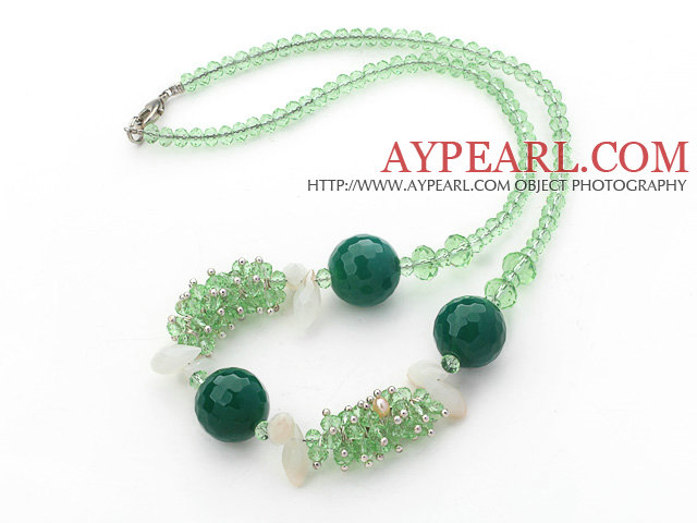 Assorted Green Series Green Crystal and Aventurine Necklace with Lobster Clasp