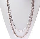 Wholesale Long Style Round Clear Crystal and Gray Agate Beaded Necklace