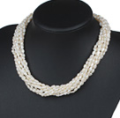 Eight Strands Irregular Shape Baroque Pearl Twisted Necklace