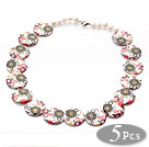 5 Pieces Multi Color Painted Shell Necklace with Lobster Clasp