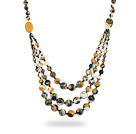 Assorted Three Layer Multi Color Painted Stone Necklace