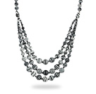 Assorted Three Layer Black and White Color Stripe Stone Necklace