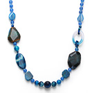 Dark Blue Series Assorted Multi Shape Blue Agate Necklace