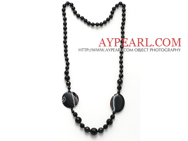 Black Series Assorted Multi Shape Black Agate Necklace