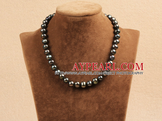 Best Mother Gift Graceful 10-11mm Natural Black Pearl Party Necklace