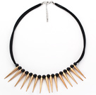 Punk Style Black Seashell Necklace with Furador Shape Metal Accessory
