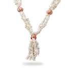 Wholesale White Shell Chips Y Shape Necklace with Golden Rose Color Flower Ball Accessories