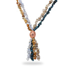 Wholesale Kyanite and Yellow Jade and Rutilated Quartz and Agate Chips Y Shape Necklace