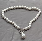 Wholesale Classic Design 10Mm Grey Seashell Pendant Necklace(Pendant Can Be Removed)