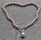 Wholesale Classic Design 10Mm Dark Pink Seashell Pendant Necklace(Pendant Can Be Removed)