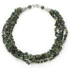 Multi Strands Green Tourmaline Chips Necklace