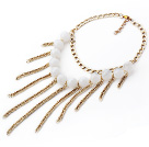New Design Round Acrylic Tassel Choker Necklace with Yellow Color Metal Chain