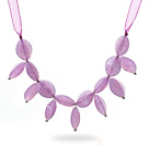 Fashion Style Violet Color Acrylic Necklace with Violet Ribbon