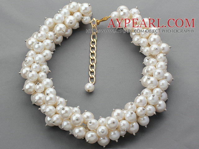 Assorted Round White Acrylic Pearl Choker Necklace