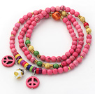 Wholesale Pink Series Deyed Pink Howlite necklace with Pink Color Peace Accessories
