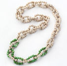 Wholesale New Design 6mm Round White and Green Howlite Link Beaded Necklace