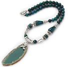 Wholesale Phoenix Stone Necklace with Irregular Shape Green Agate Slice Pendant