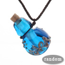 Wholesale Simple Style Colored Glaze Perfume Bottle Pendant with Brown Thread ( The Bottle Color Is Random)