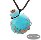 Wholesale Fashion Style Colored Glaze Perfume Bottle Pendant with Brown Thread ( The Bottle Color Is Random)