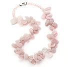 Wholesale Pink Series Irregular Shape Top Drilled Rose Quartz and Pink Crystal Necklace